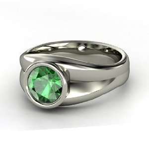  Akira Ring, Round Emerald 14K White Gold Ring Jewelry