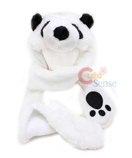 Panda Fluffy Plush Lapland Hat with Pokect Scarf  Animal Custums 