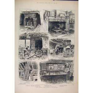   Sketches Surrey Kent Rustic Inn Shere Aldington 1885
