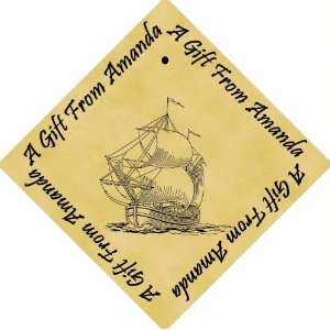   of 48 PERSONALISED Parchment 6cm Square Gift Tags Dogger Sail Ship