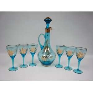 Beautiful decanter Set Bohemian Made with 6 Glasses  