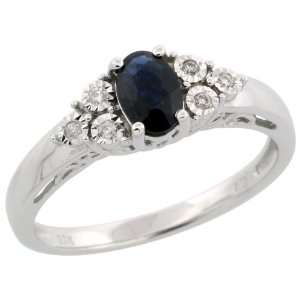   Cut (6x4mm) Blue Sapphire Stone, 1/4 in. (6mm) wide, size 5.5 Jewelry