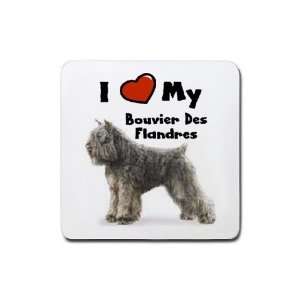 Love My Bouvier des Flandres Rubber Square Coaster (4 pack)  