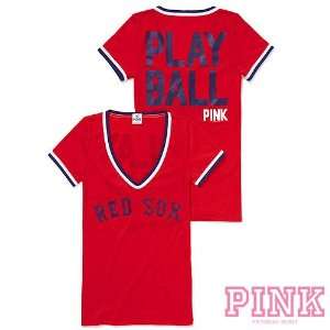  Boston Red Sox Victorias Secret PINKï¿½ V Neck Ringer 