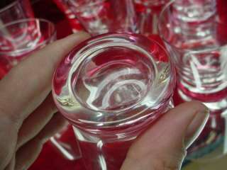   1950s 8 Lot PINK GLASS HULA SHOT GLASSES Rolling ROUND BOTTOMS Crystal