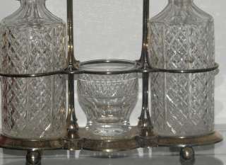 Antique Silver Mounted Cut Crystal Decanter Drink Set  