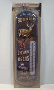 Rivers Edge Hunting Shooting Deers & Drinking Beers Tin Thermometer 