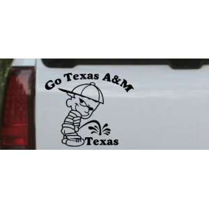 Black 18in X 15.4in    Go Texas AandM Pee On Texas Car Window Wall 