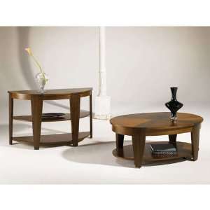  Oasis Demilune Sofa Table by Hammary   Rich Medium Brown 