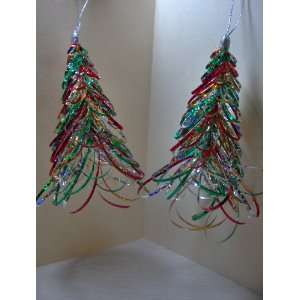  Small Tinsel Tree Ornaments  Set of 2