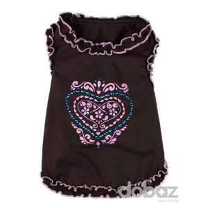  Ruffles and Hearts Pet Shirt, Brown   XL