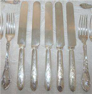 Antique Vtg Large Set 1847 Rogers Oneida LA CONCORDE Grape Silverplate 