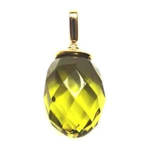  Caribbean Amber and 14k Gold Faceted Royal Drop Pendant 