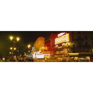  Nightclub Lit Up at Night in a City, Moulin Rouge, Paris 