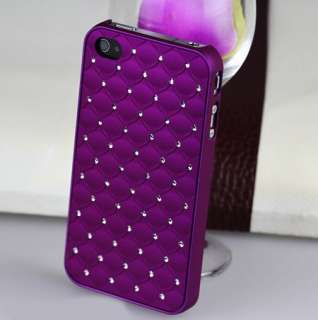 Purple Diamond Bling Deluxe Case Cover Skin For iPhone 4 4G 4S GSM AT 