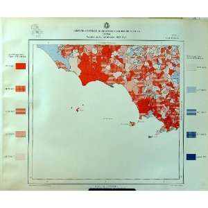  1929 Colour Map Italy Statistics Births Napoli Casserta 
