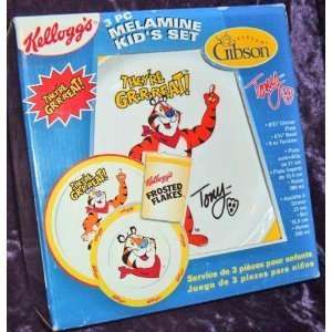  Kelloggs Tony the Tiger 3 Pc Melamine Kids Set; Dinner 