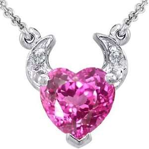   Gold Plated Created Pink Sapphire Heart Devil 18 Neclace By Devorah