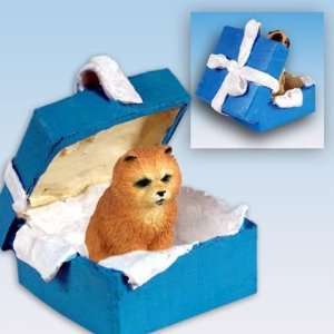  Chow Chow Blue Gift Box Dog Ornament   Red