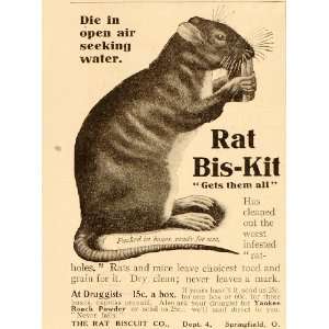  1907 Vintage Ad Rat Bis Kit Poison Biscuit Exterminate 