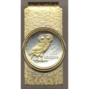Gorgeous 2 Toned Gold on Silver Greek quarter size Owl, Coin   Money 