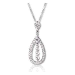    14k White Gold 1/4 Carat Diamond Tear Drop Necklace Jewelry