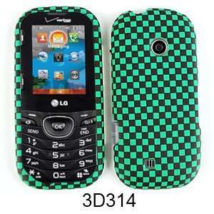 RUBBER COATED HARD CASE FOR LG COSMOS 2 UN251 TEXTURED GREEN BLACK 