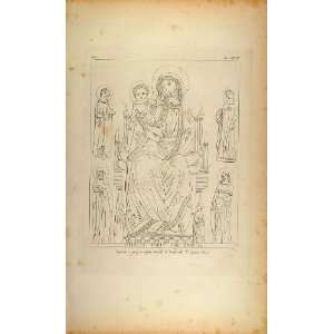  1845 Antique Engraving Vitale da Bologna Madonna Child 