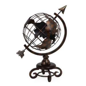   Finish Open Iron Globe Table Accent Sculpture Arts, Crafts & Sewing