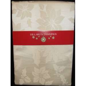 Dillard Trimmings Gold Poinsettia Holiday Christmas Tablecloth Oval