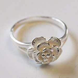   Rose Flower Ring White 925 Sterling Silver Size 7  N 