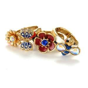   Yacht Club Spectator Butterfly Bee Flower Trio Ring   Size 7 1/2   8