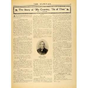 1908 Article Browne My Country Tis Thee Samuel Smith 