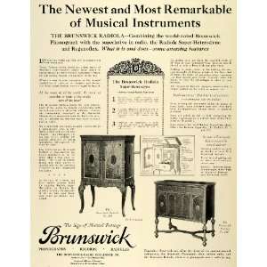 1924 Ad Brunswick Super Heterodyne Radiola Phonograph Models Record 
