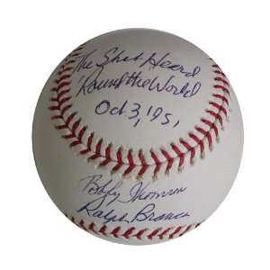 Ralph Branca and Bobby Thomson Autographed Baseball   Shot Heard 