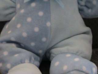 Baby GUND Blue Dottie Dots Velour Plush Rattle Bear  