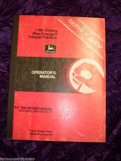 John Deere 7100 MaxEmerge Planters Operators Manual  