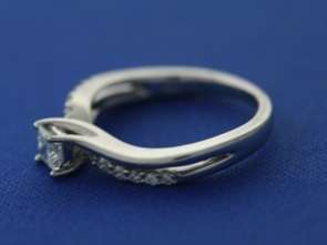 14k White Gold .54ct Princess & Round Diamond Ring  