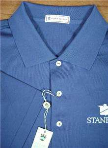 New With Tags PETER MILLAR Mens Solid Blue Lisle Polo Golf Shirt 