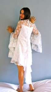   LACE White DRAPED Sleeve RUFFLED PARTY Wedding FORMAL Dress MINI 8 10