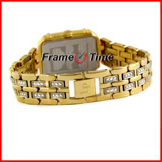 Lucien Piccard Ladies Paloma Diamond Square Gold Watch  