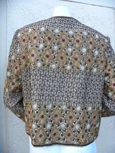 ADRIANNA PAPELL HEAVILY BEADED TROPHY JACKET SZ M  