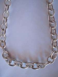   STERLING SILVER ROLO CHAIN NECKLACE W/ ENHANCER HEART CLASP 44.2gr