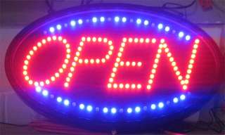   Open Sign Neon 2 Pattern Motion 13x22 Oval, LED light, Indoor  