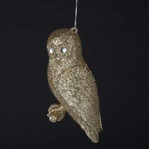   of 12 Gold Glittered Owl Christmas Ornaments with 5.75Sequin Eyes