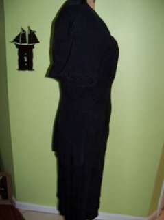 Vtg 1940s Ladies Black Peplum Sequined Beaded Dress  