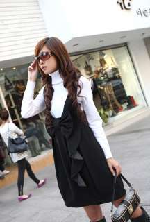 Korea Womens Fashion Sweet Bow knot Vest Mini Dress Sundress Jumper 