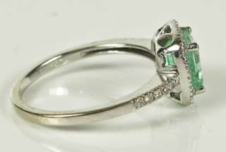 Antique 14K White Gold 1.81ct Muzo Emerald & G VS2 Old Cut Diamond 