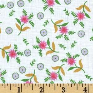  44 Wide Blossoms White/Pink Fabric By The Yard Arts 