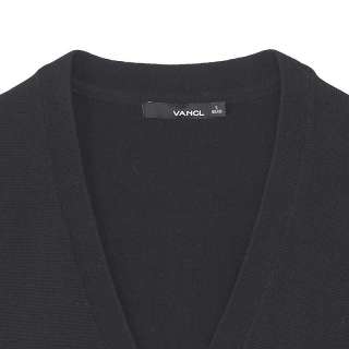 Men Cardigan Solid Color Soft 100% Cotton Mens Cardigan Vest Black 